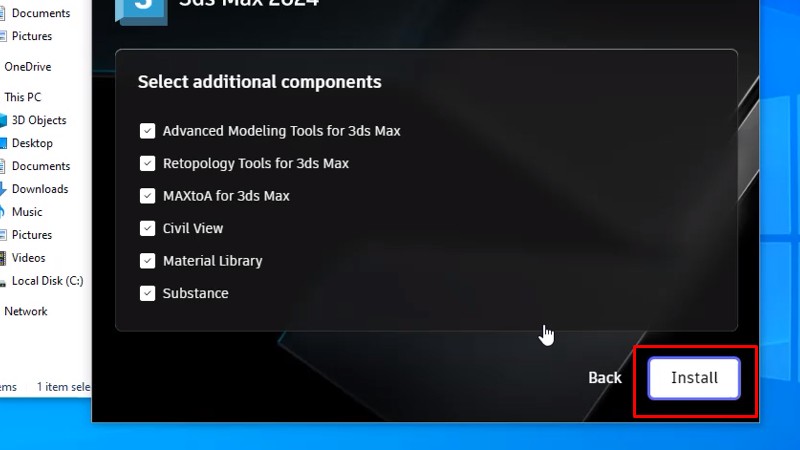 Bấm Install