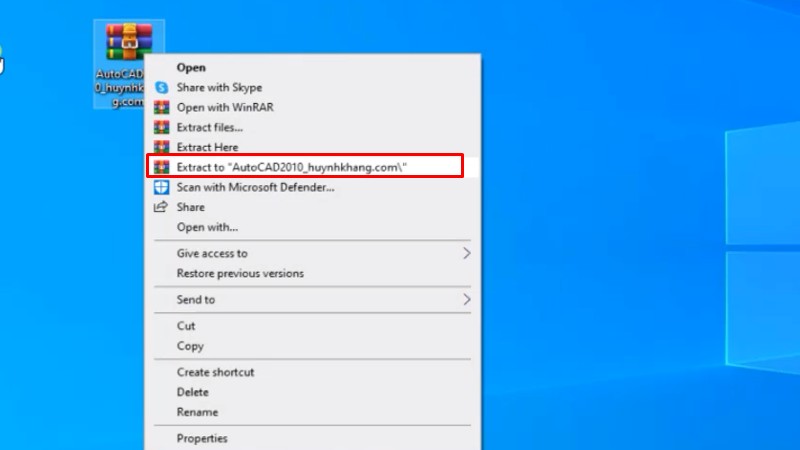 Giải nén phần mềm Autocad 2010