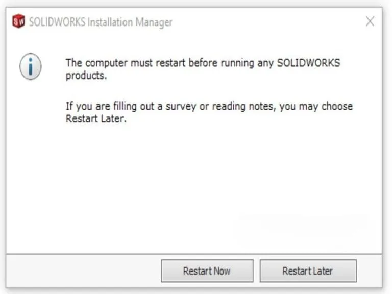 Chọn restart later để tiếp tục crack