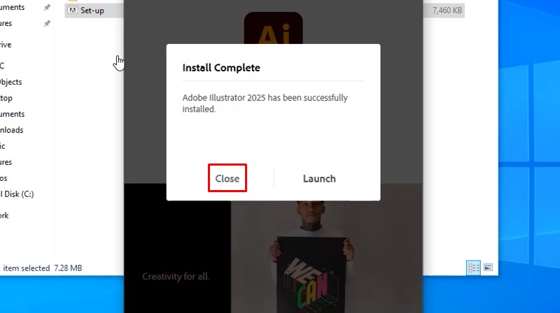 Adobe Illustrator 2025: Hướng Dẫn Cài Đặt Chi Tiết A-Z 13 Bấm Close