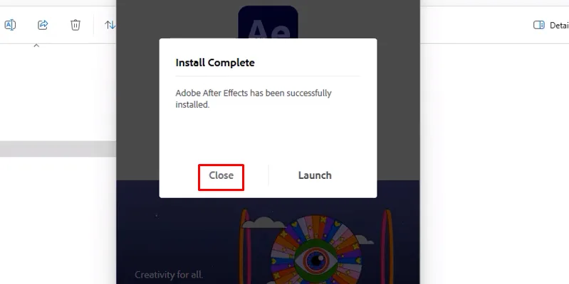 bấm Close